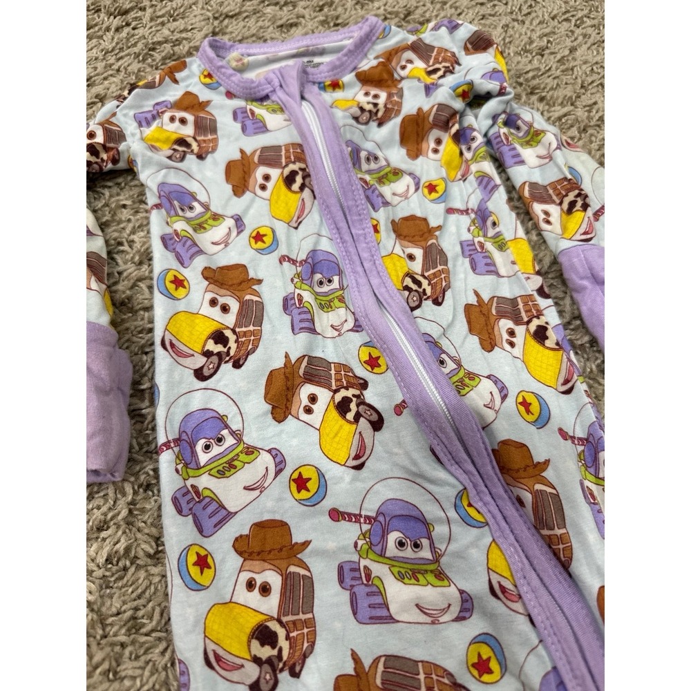 Disney toy story woody buzz cars print bamboo zippy pajamas size 3-6 months - Picture 3 of 3
